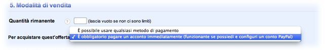 Offerte per chi paga con PayPal